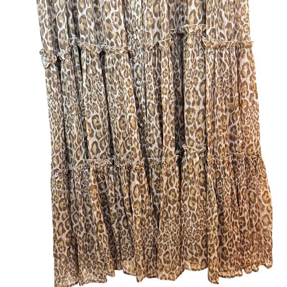New ALESSIA ZAMATTIO Favignana Silk Cheetah Tiered Maxi Dress Sz 42 / US 6 - Picture 13 of 16